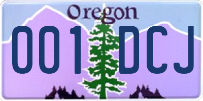 OR license plate 001DCJ
