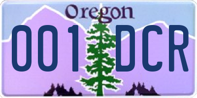 OR license plate 001DCR