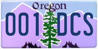 OR license plate 001DCS