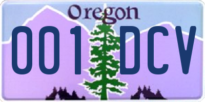 OR license plate 001DCV