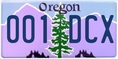 OR license plate 001DCX