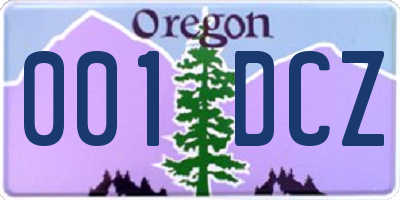 OR license plate 001DCZ