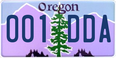 OR license plate 001DDA