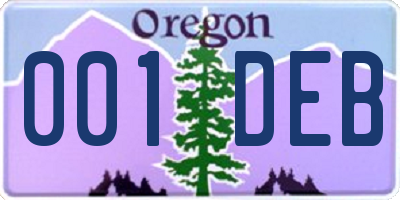 OR license plate 001DEB