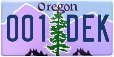 OR license plate 001DEK