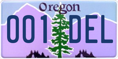 OR license plate 001DEL