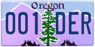 OR license plate 001DER