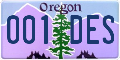 OR license plate 001DES