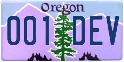 OR license plate 001DEV