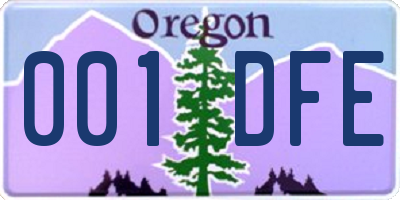 OR license plate 001DFE