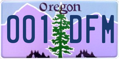 OR license plate 001DFM