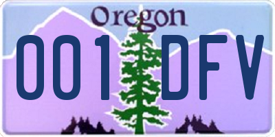 OR license plate 001DFV