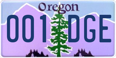 OR license plate 001DGE