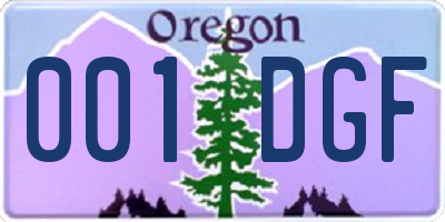 OR license plate 001DGF