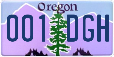 OR license plate 001DGH