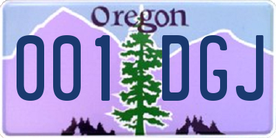 OR license plate 001DGJ