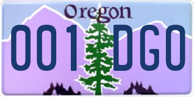 OR license plate 001DGO