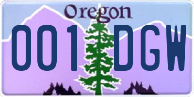 OR license plate 001DGW