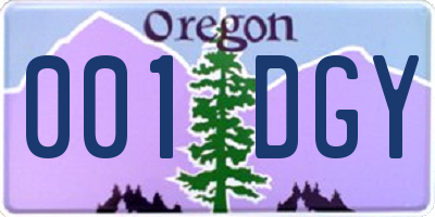 OR license plate 001DGY