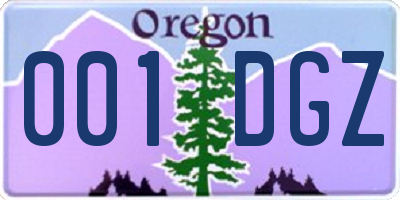 OR license plate 001DGZ