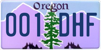 OR license plate 001DHF