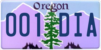 OR license plate 001DIA