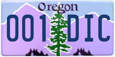 OR license plate 001DIC