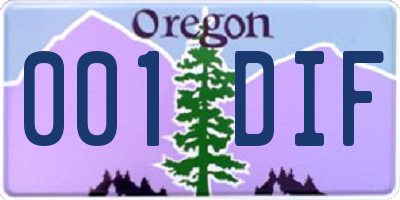 OR license plate 001DIF