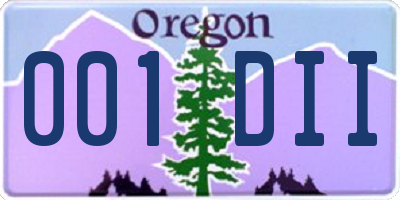 OR license plate 001DII