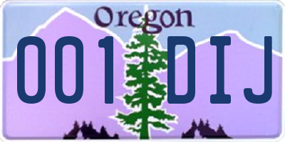 OR license plate 001DIJ