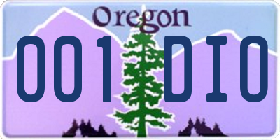 OR license plate 001DIO