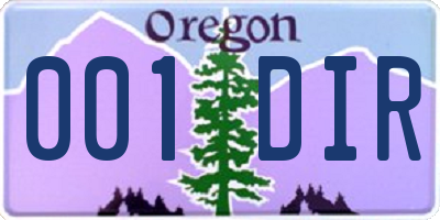 OR license plate 001DIR