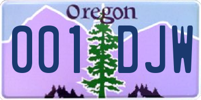 OR license plate 001DJW