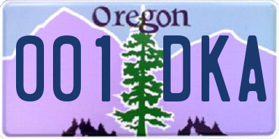 OR license plate 001DKA