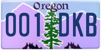 OR license plate 001DKB