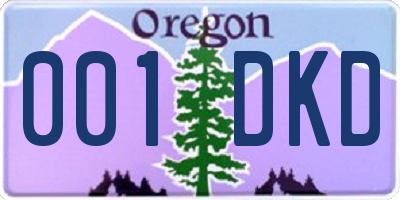 OR license plate 001DKD