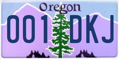 OR license plate 001DKJ