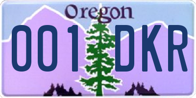 OR license plate 001DKR