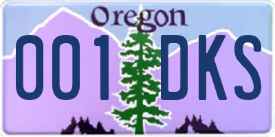 OR license plate 001DKS