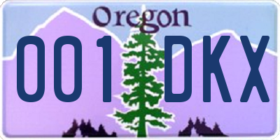 OR license plate 001DKX