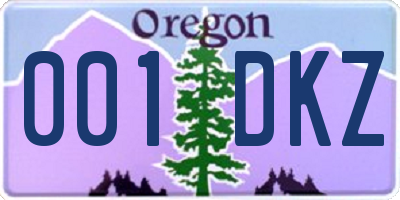 OR license plate 001DKZ