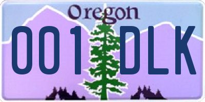 OR license plate 001DLK