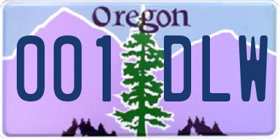 OR license plate 001DLW