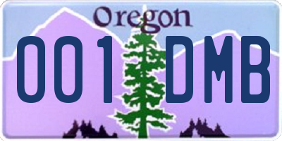 OR license plate 001DMB