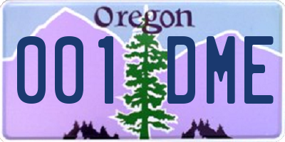 OR license plate 001DME