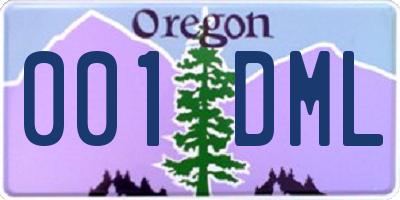 OR license plate 001DML