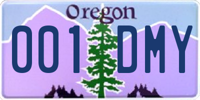 OR license plate 001DMY