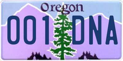 OR license plate 001DNA