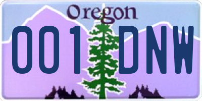 OR license plate 001DNW