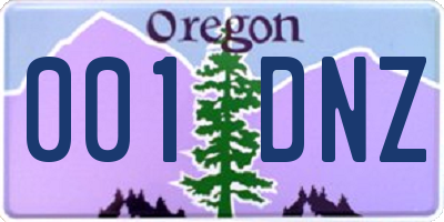 OR license plate 001DNZ